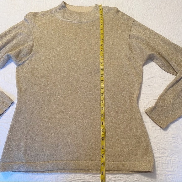Marisa Christina Gold Metallic Mock Turtleneck Sweater -Large - Picture 7 of 8